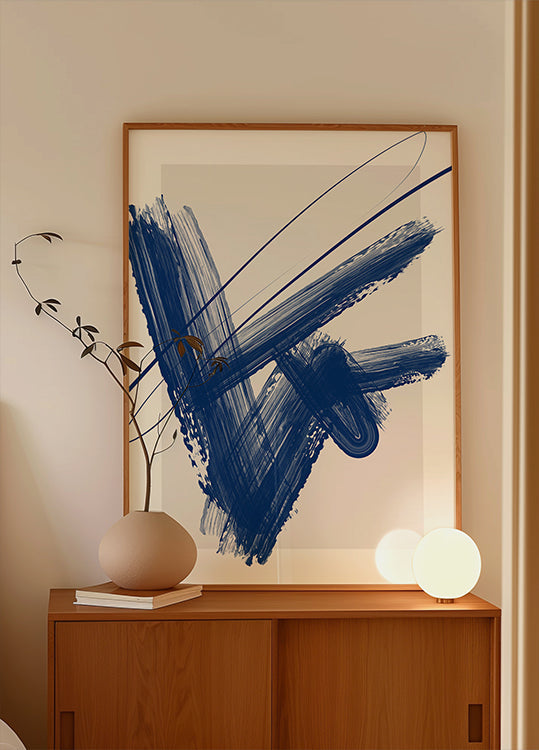 Coups de pinceau bleus audacieux Poster