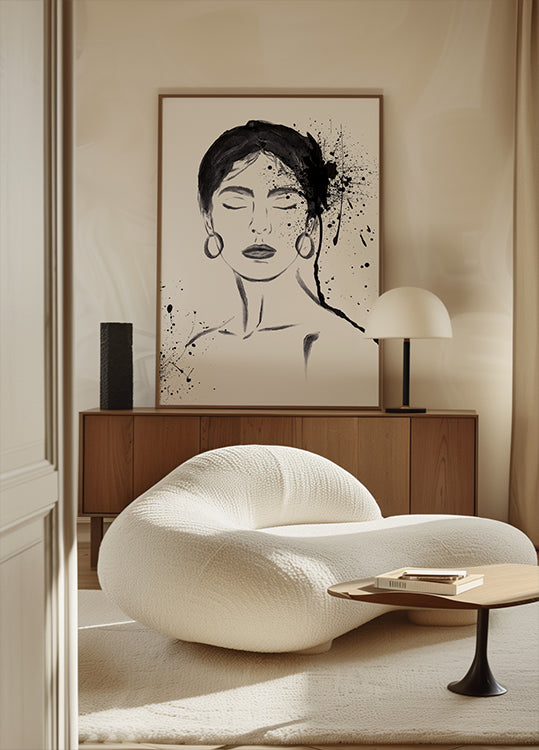 Portrait à l'encre de femme Poster
