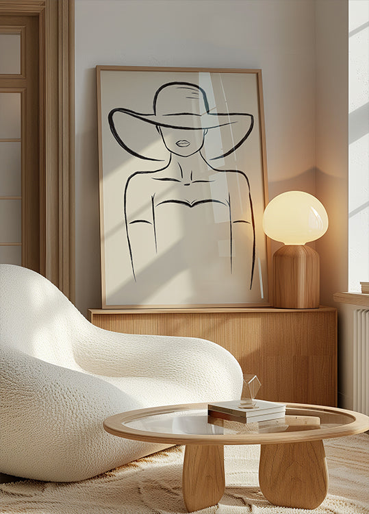 Femme au chapeau large Poster