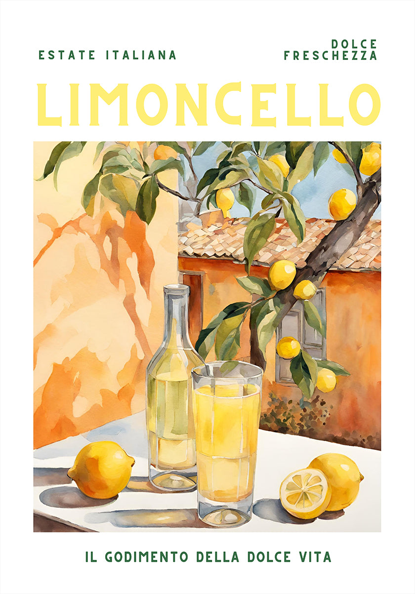 Limoncello, aquarelle, frais Poster