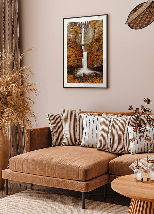 Autumn Waterfall in the Forest Plakat - Posterbox.dk