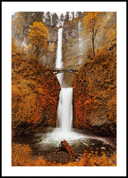 Autumn Waterfall in the Forest Plakat - Posterbox.dk