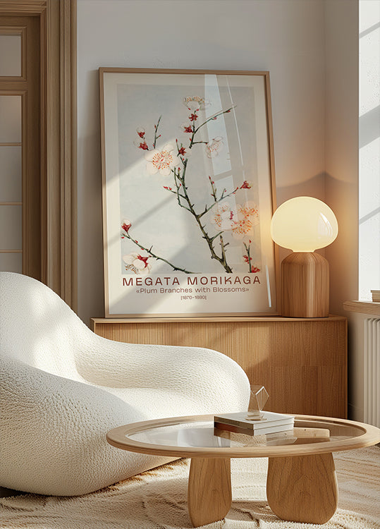 Megata Morikaga, Plum Branches with Blossoms Plakat - Posterbox.dk