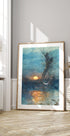 Sunset Over The Pond With Storks Plakat - Posterbox.dk