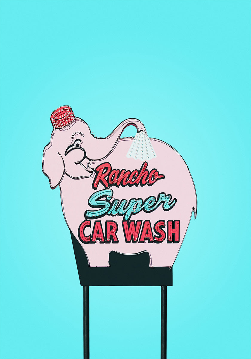Pink Elephant Car Wash Vintage Sign (NEW) - Posterbox