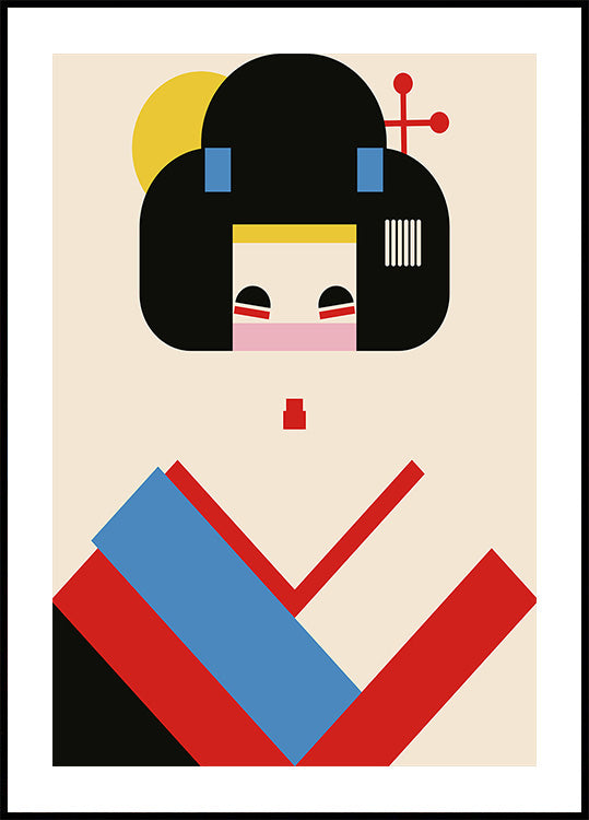 Geisha Girl Geometric Illustration (NEW) - Posterbox
