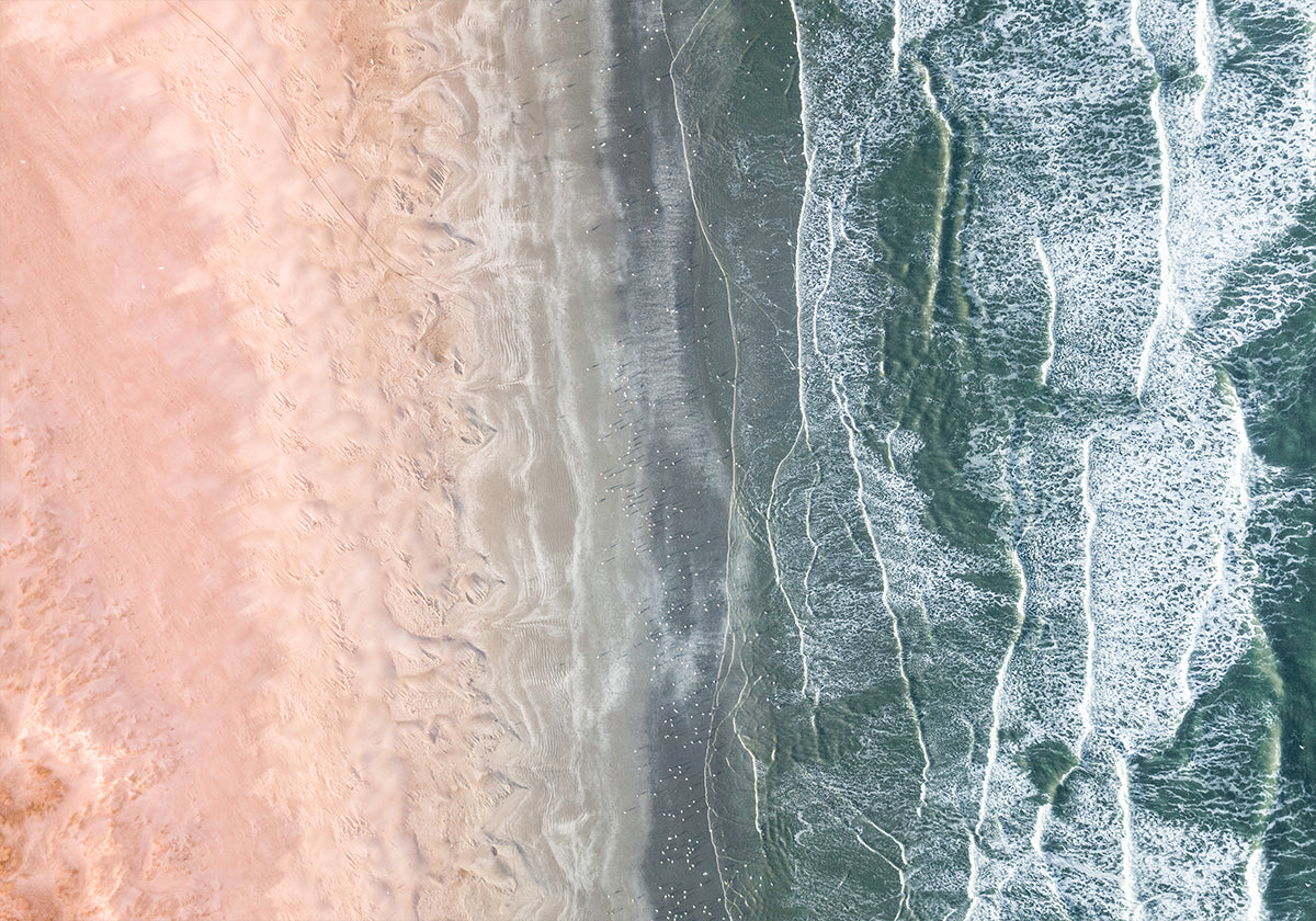 Affiche côtière rose et bleue