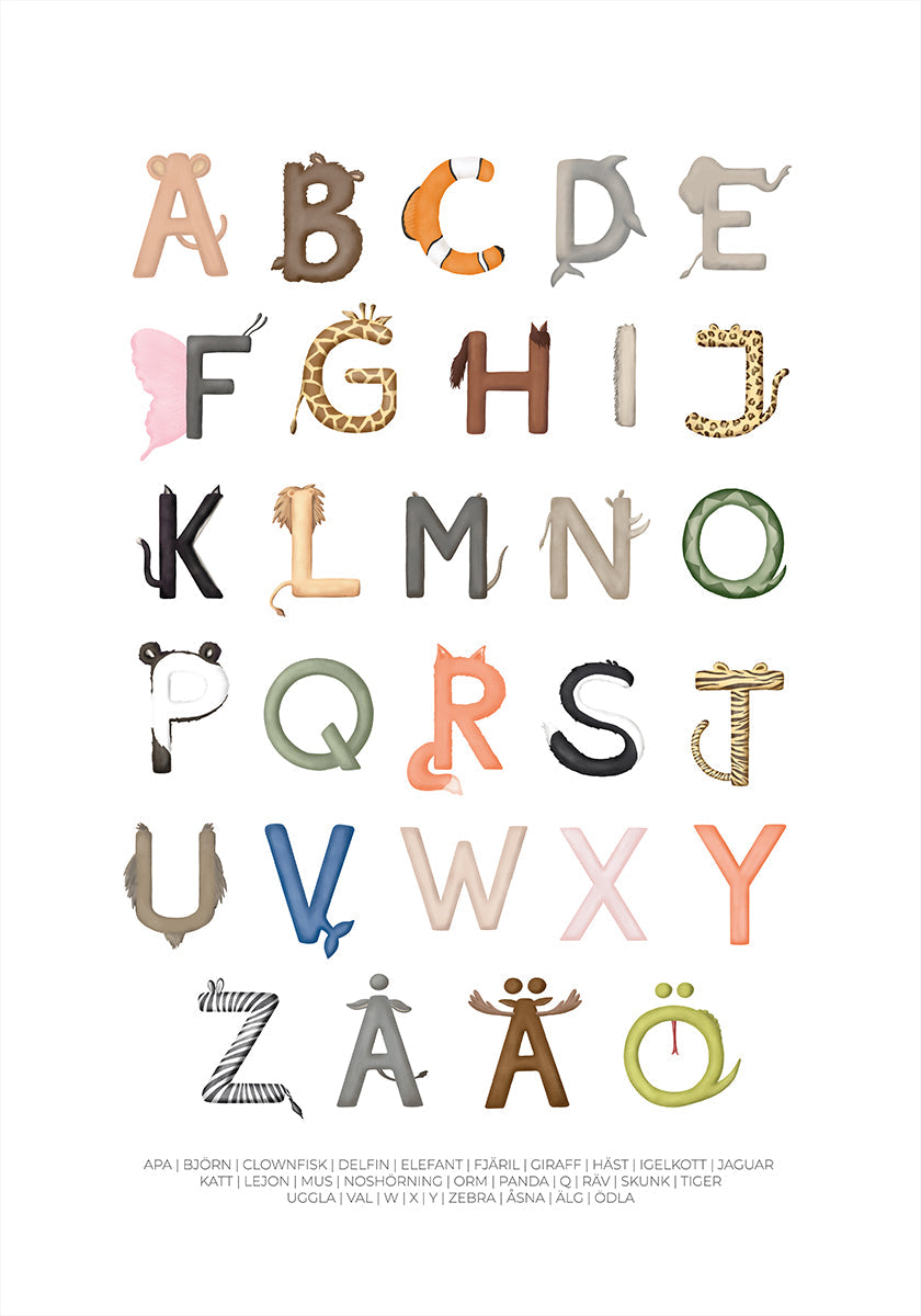 Lettres d'animaux Poster