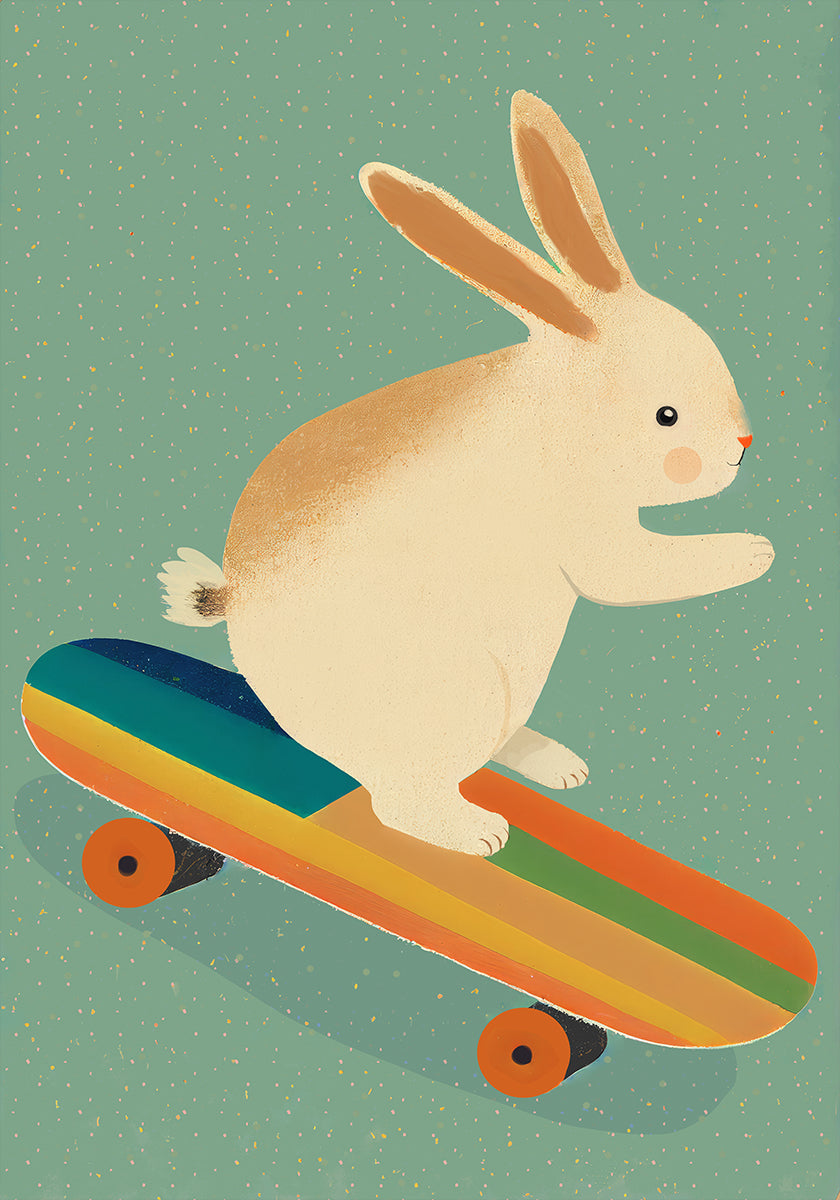 Lapin de skateboard Poster
