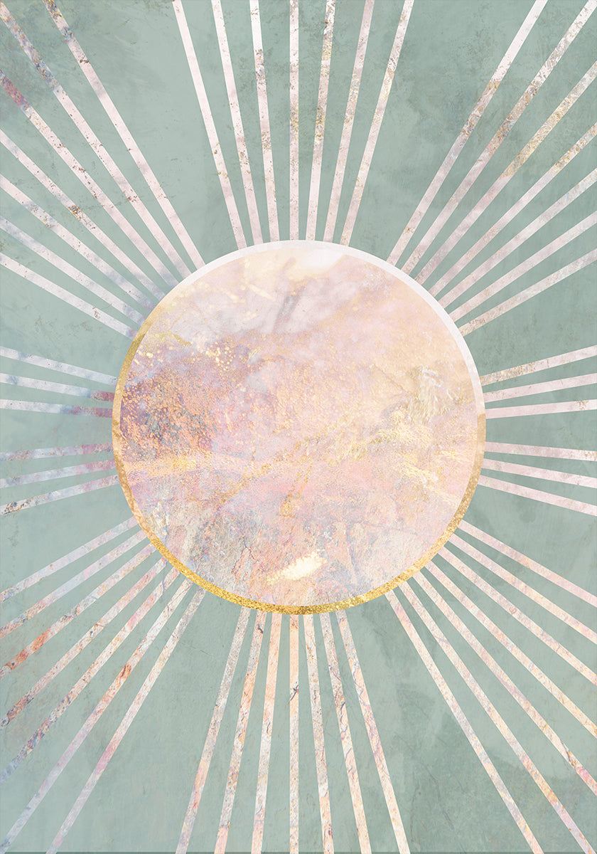 Rayons de soleil Boho vert sauge Poster
