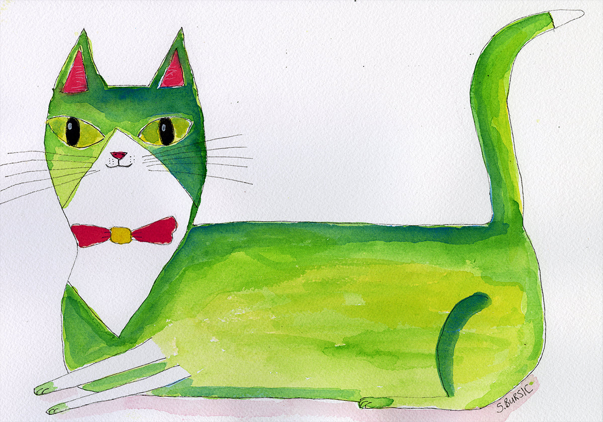 Le chat vert Poster