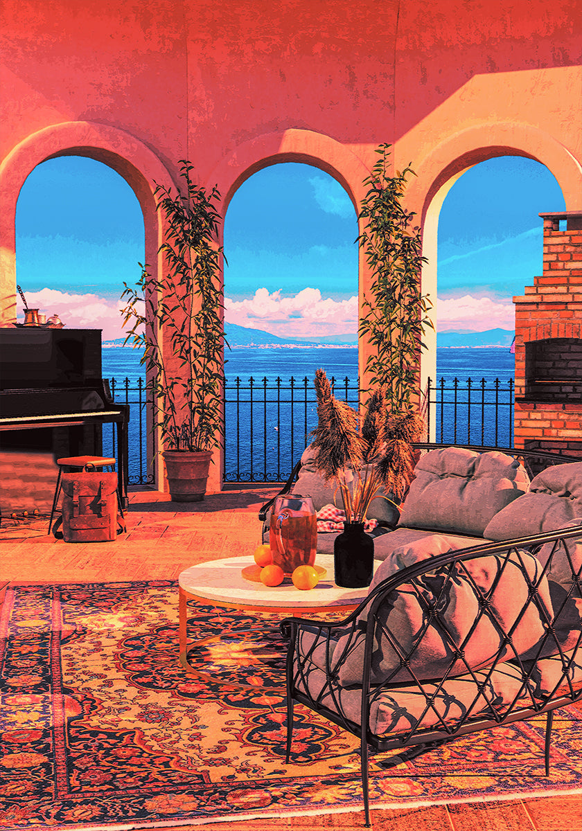 Terrasse avec piano