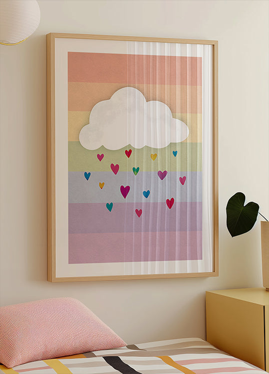 Raining Multicolored Hearts Plakat - Posterbox