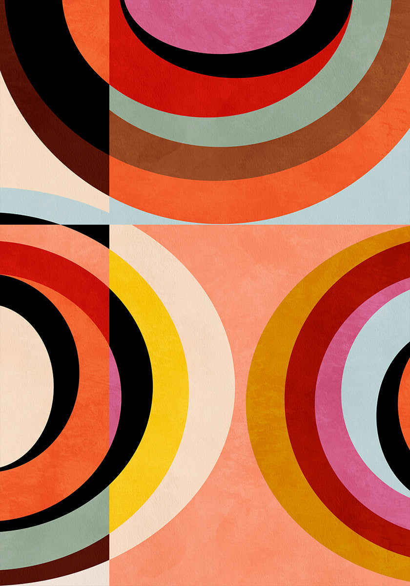 Couleurs chaudes Bauhaus Geometry3 Poster