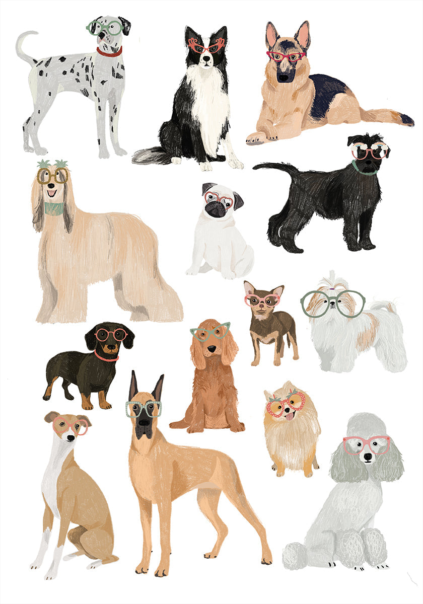 Chiens dans des lunettes Imprimer Poster