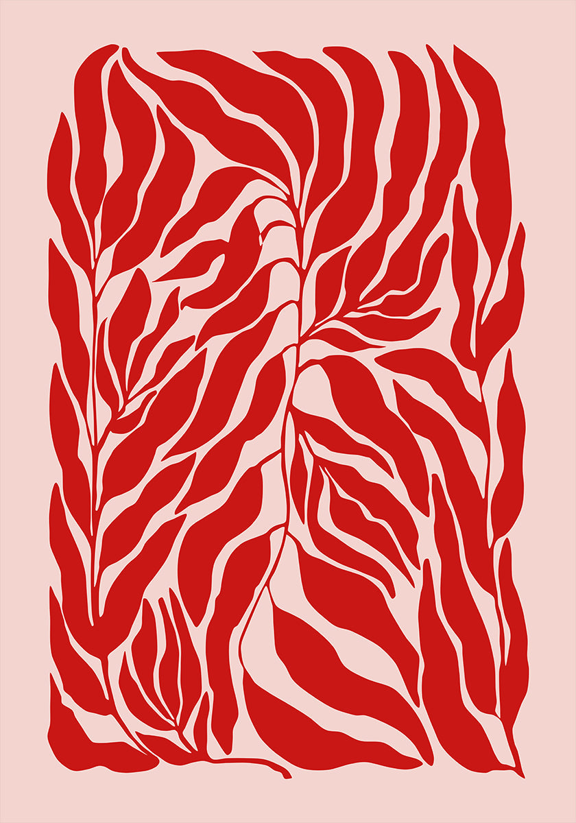 Harmonie des feuilles rouges Poster