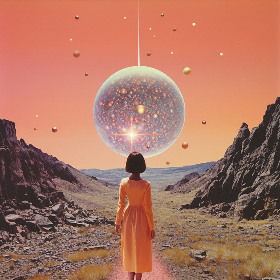 Un collage d'art de discothèque spatiale Poster
