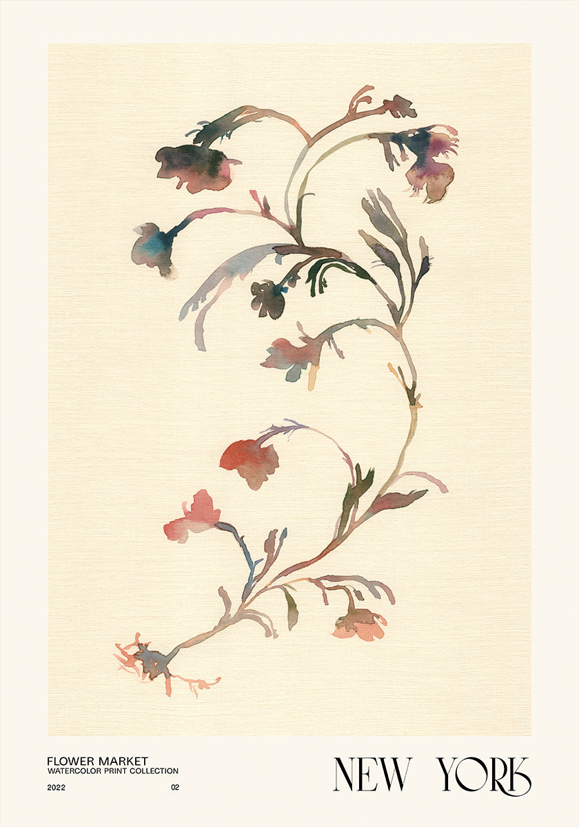 Collection d'impressions à l'aquarelle. Marché aux fleurs - New York