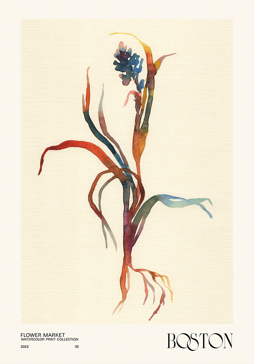 Collection d'impressions à l'aquarelle. Marché aux fleurs - Boston