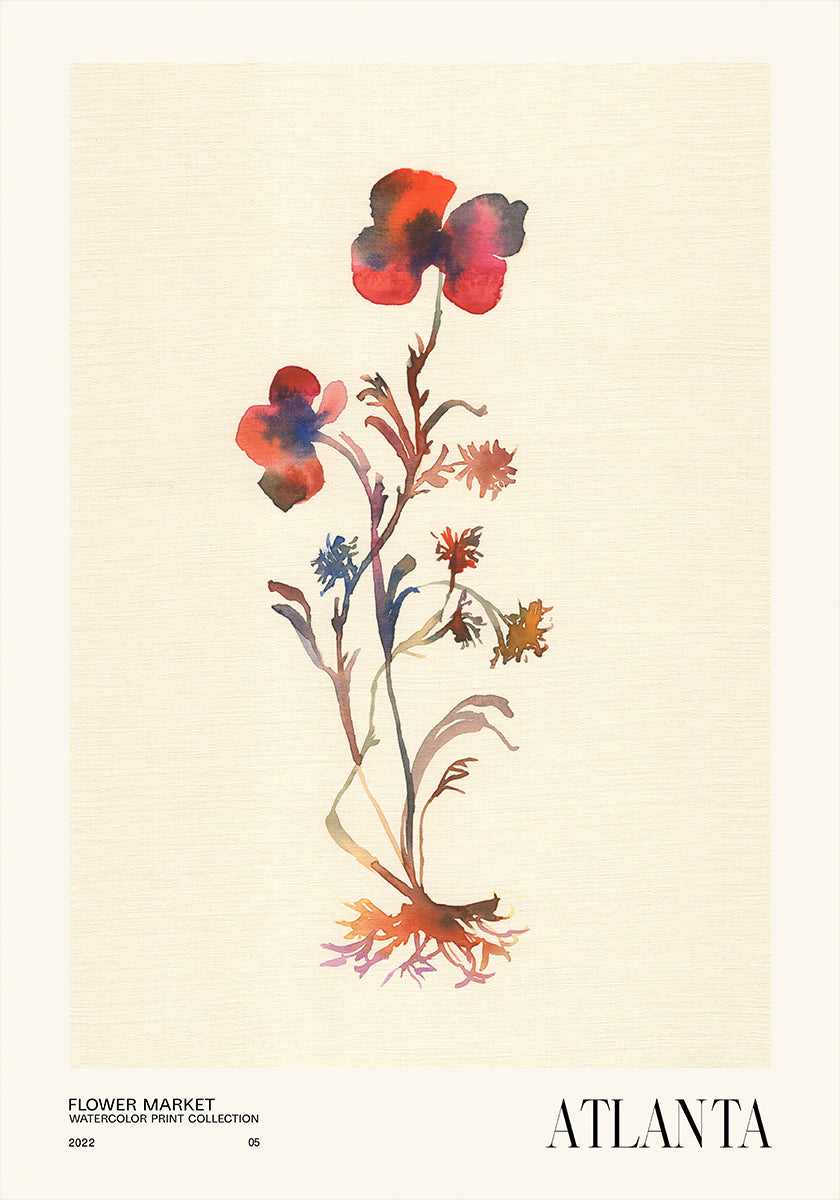 Collection d'impressions à l'aquarelle. Marché aux fleurs - Atlanta