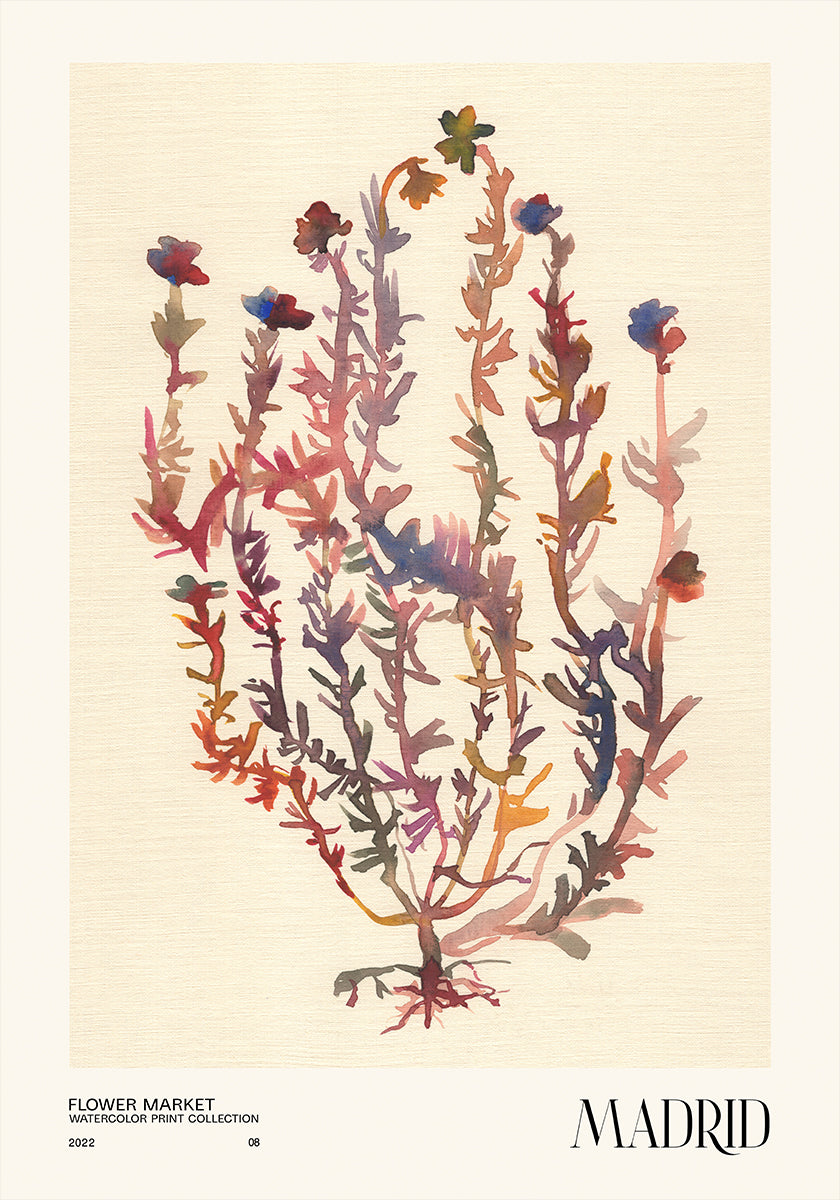 Collection d'impressions à l'aquarelle. Marché aux fleurs - Madrid