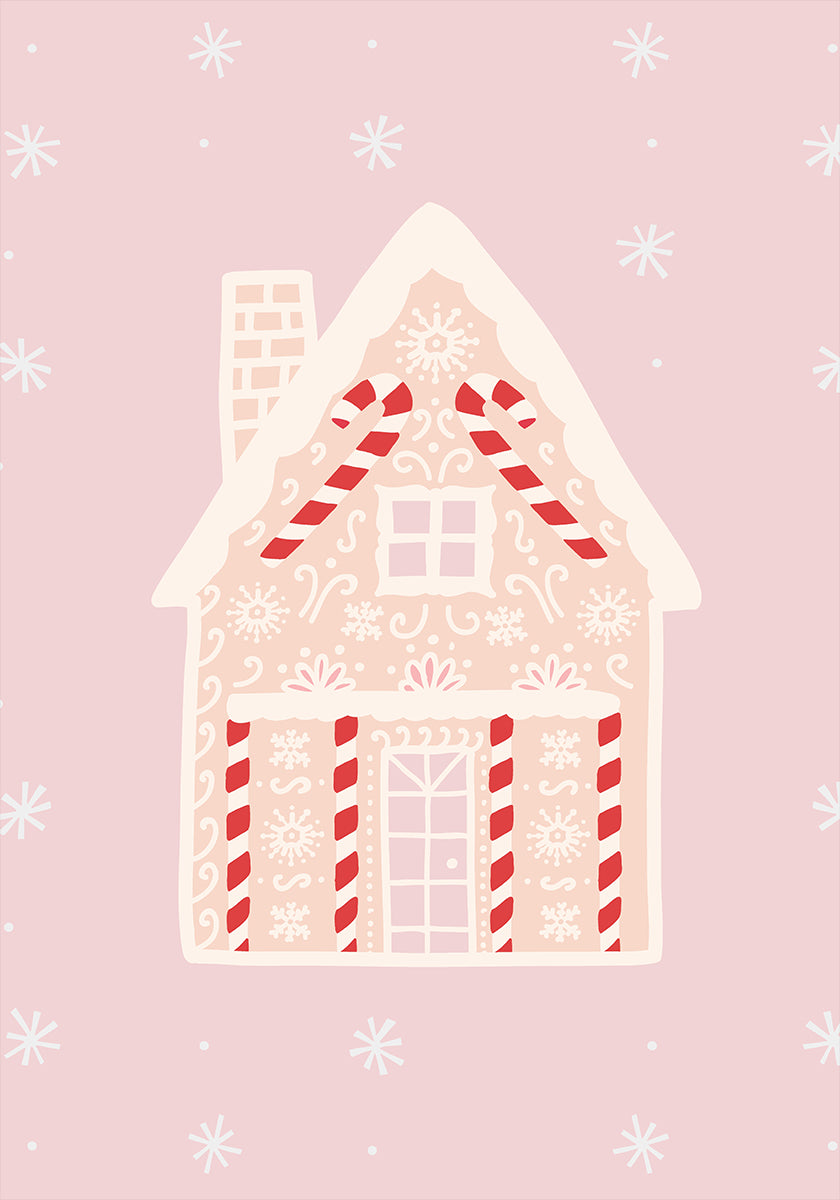 Maison en pain d'épice rose Poster