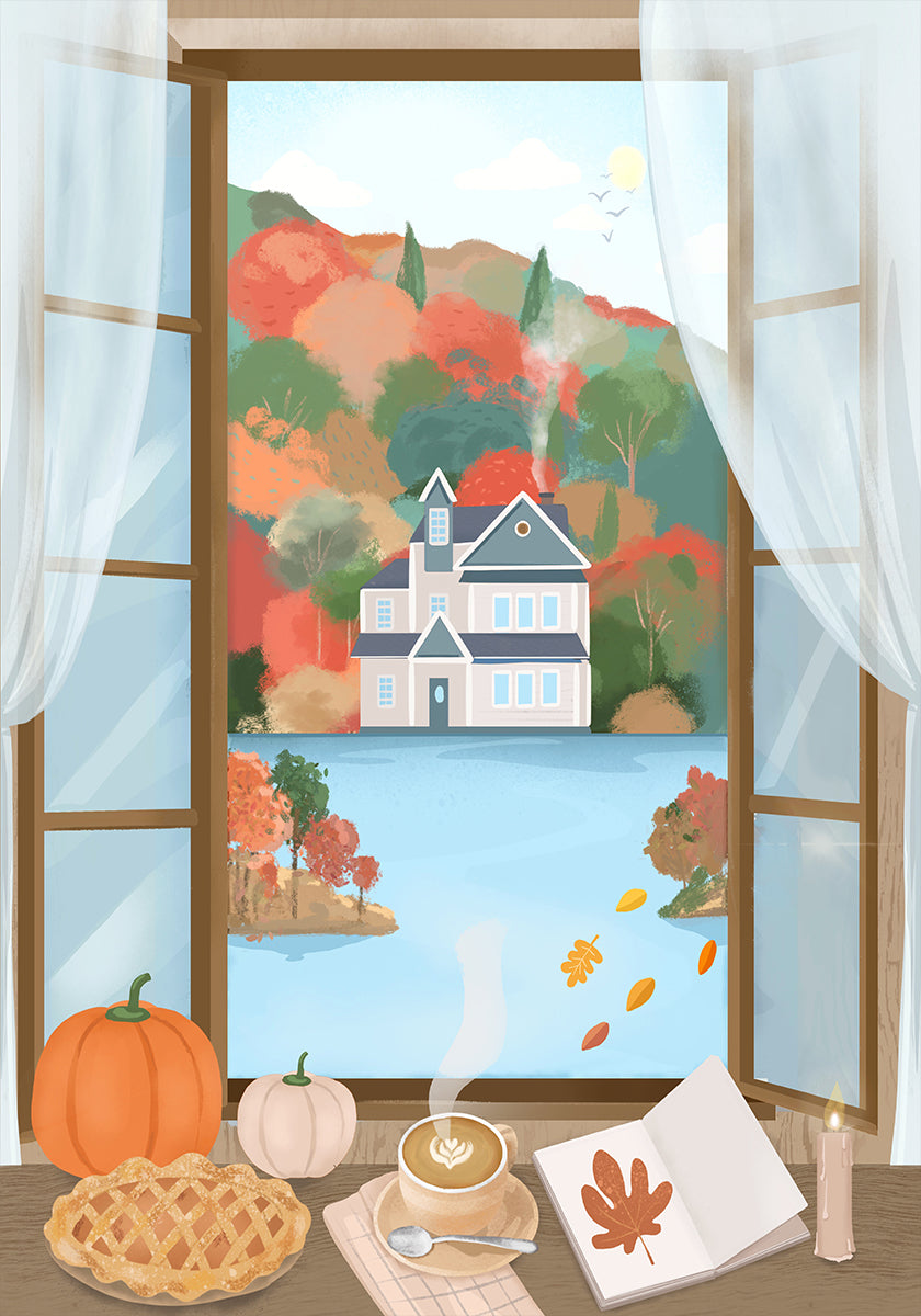 Chalet d'automne Poster
