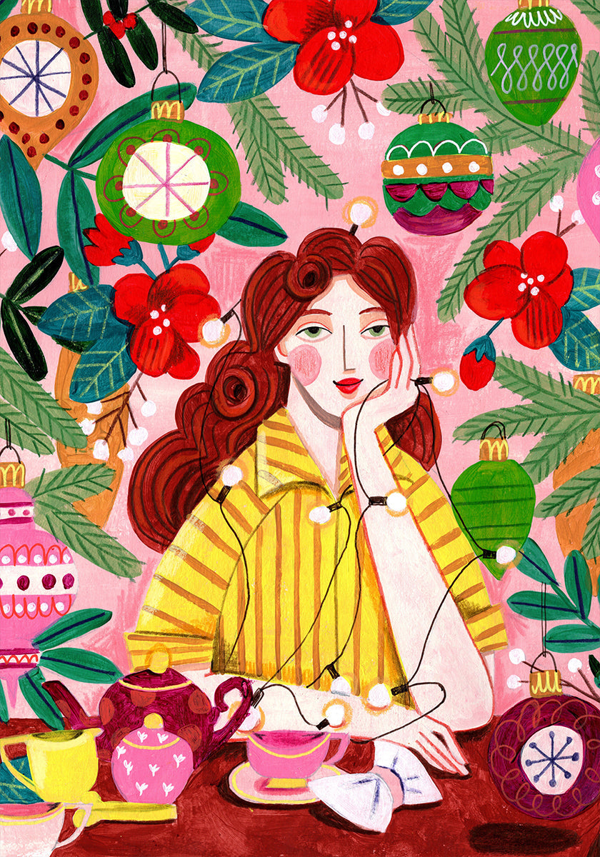 Femme de Noël rétro Poster