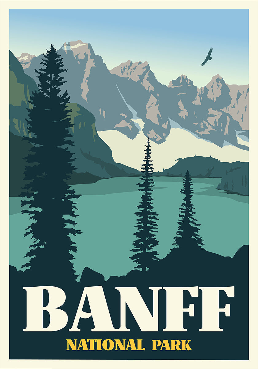 Affiche imprimée de voyage du parc national Banff