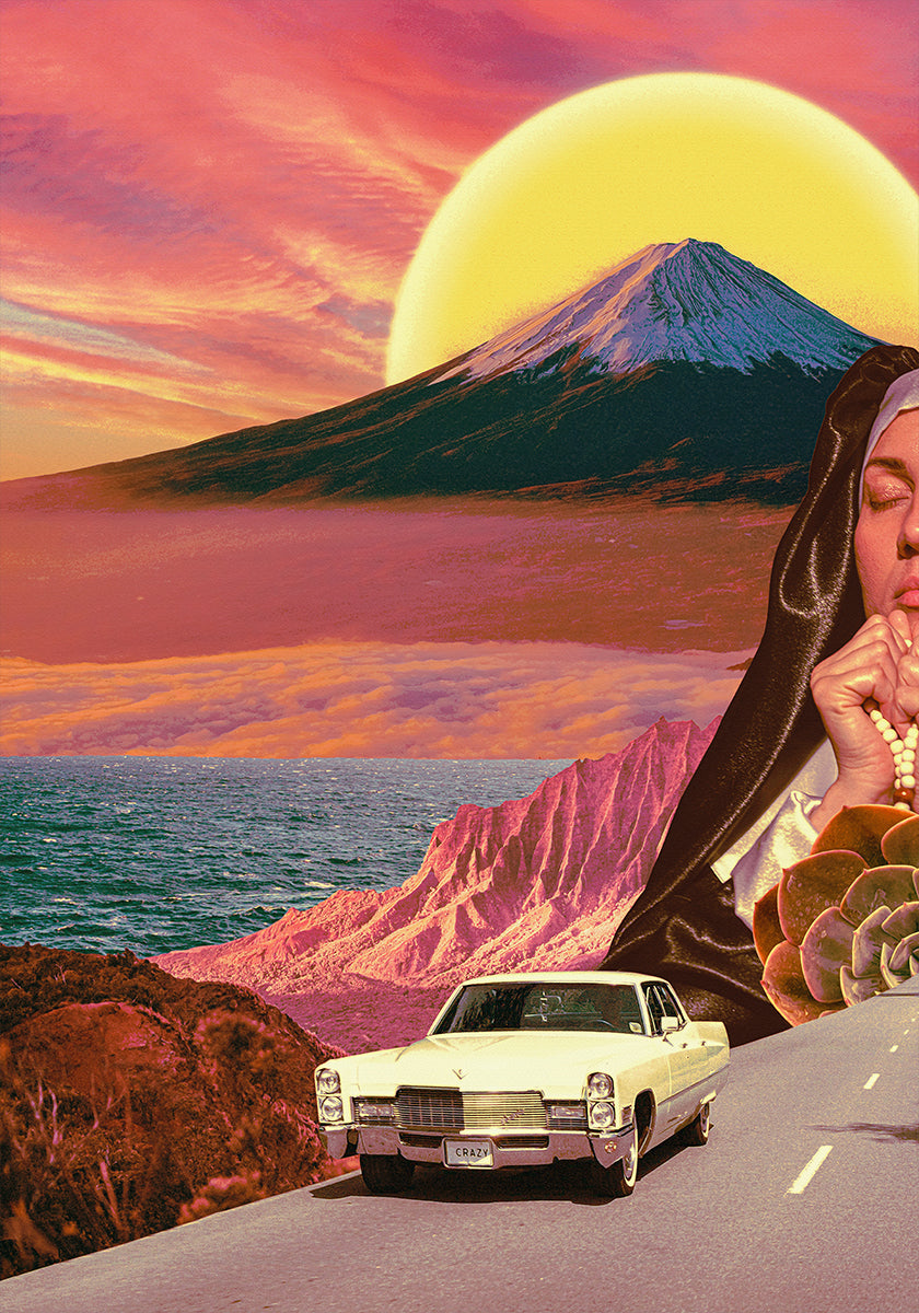 Collage de paysage rétro
