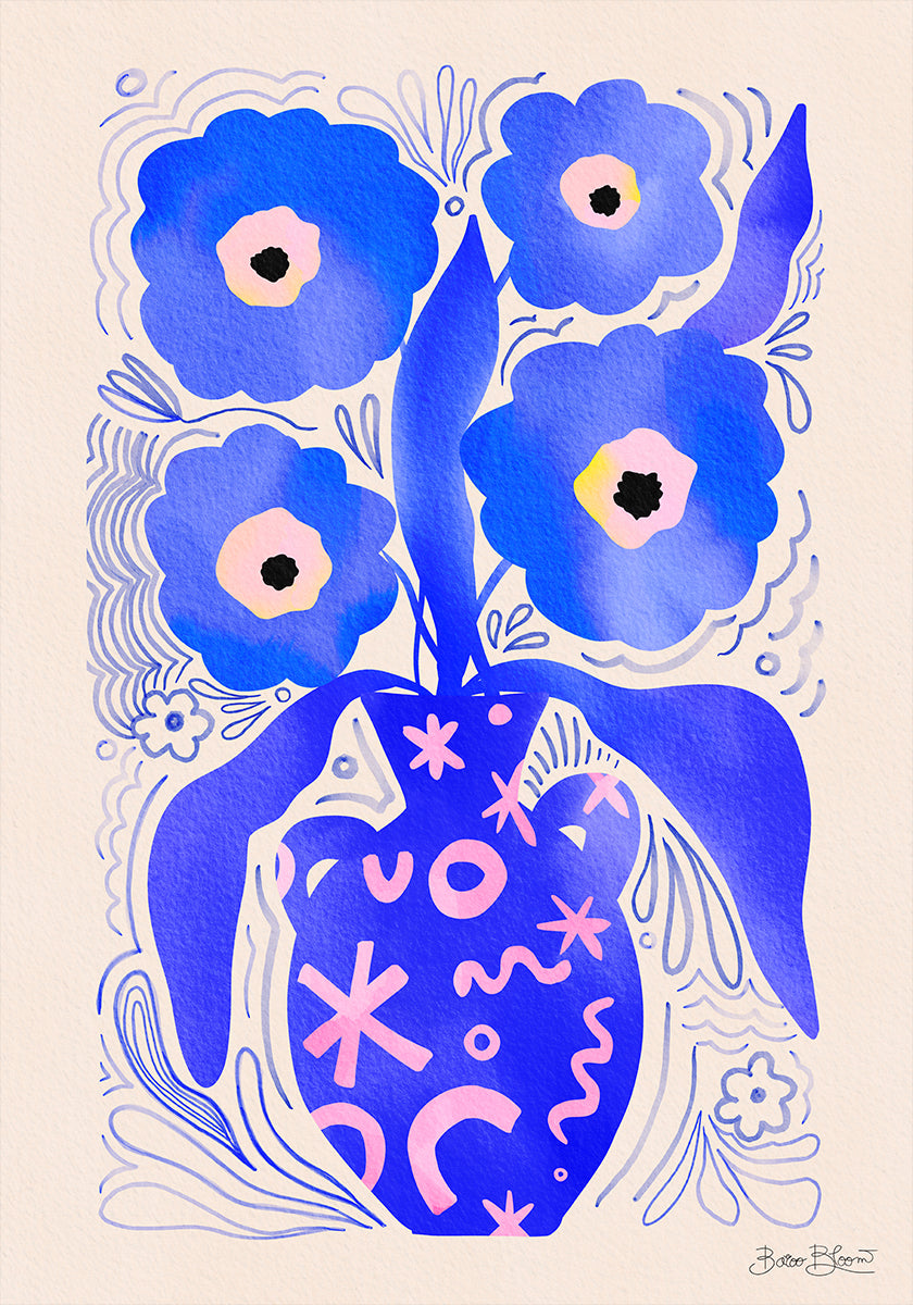 Fleurs bleues Hommage à Matisse Poster