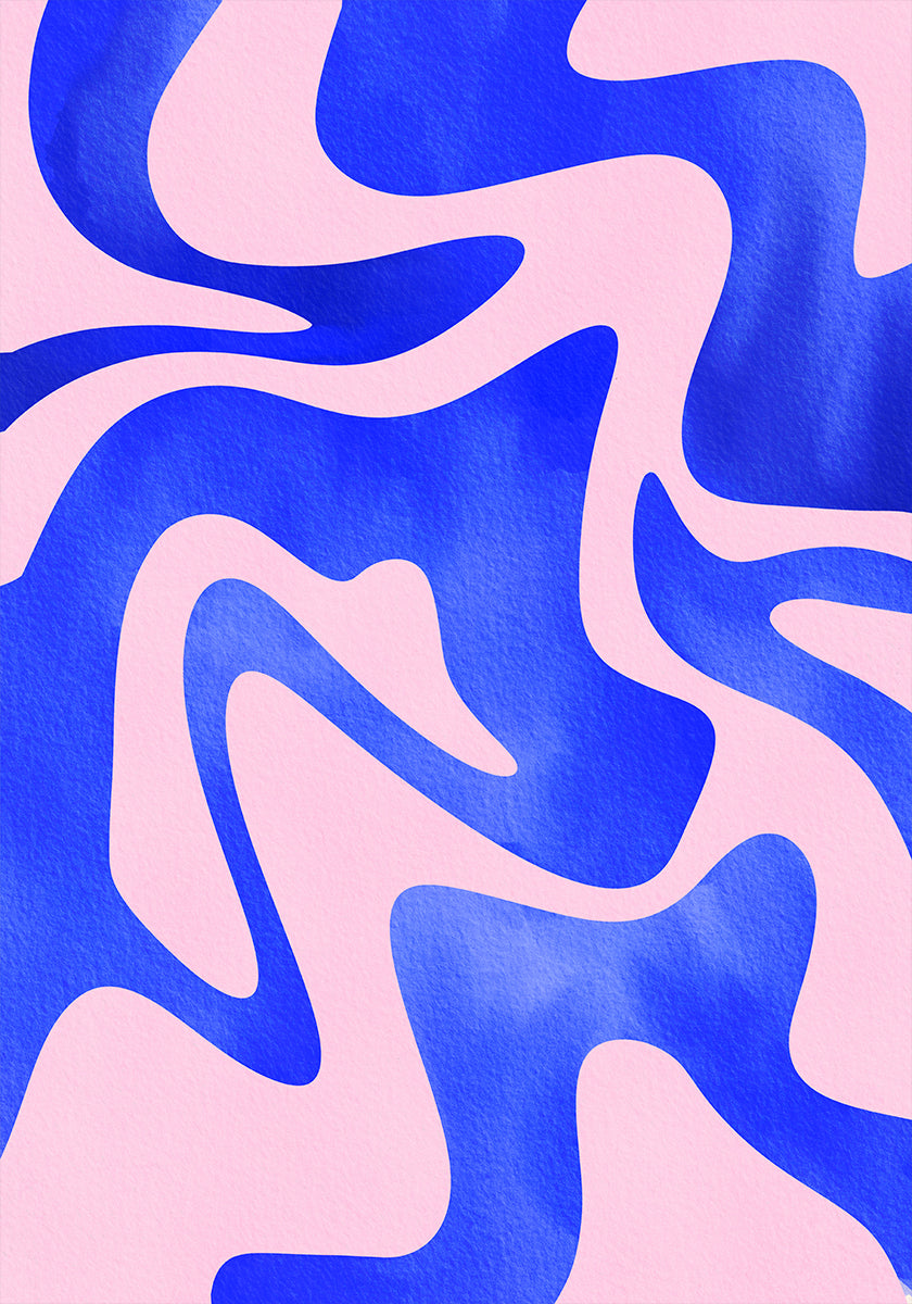 Vague bleue abstraite Poster