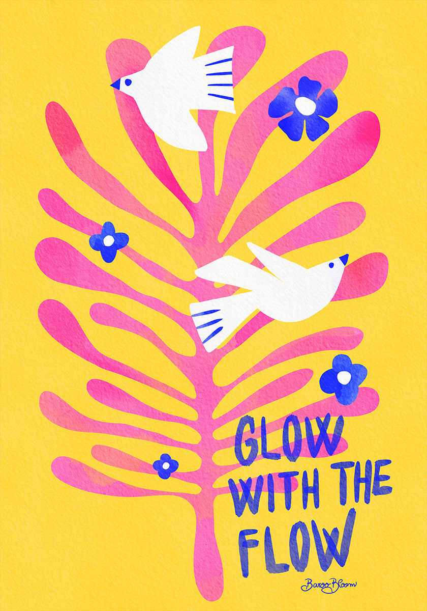 Oiseaux - Glow with the Flow rose Poster