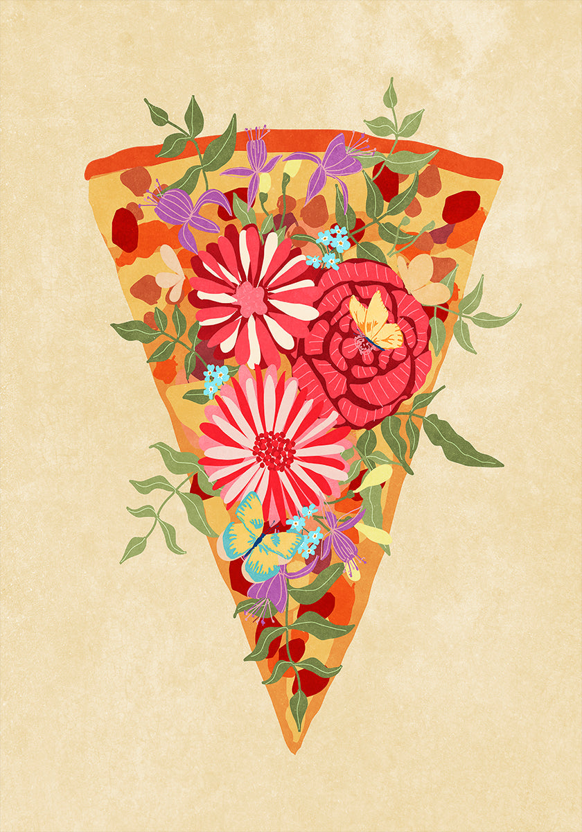 Tranche de pizza aux fleurs