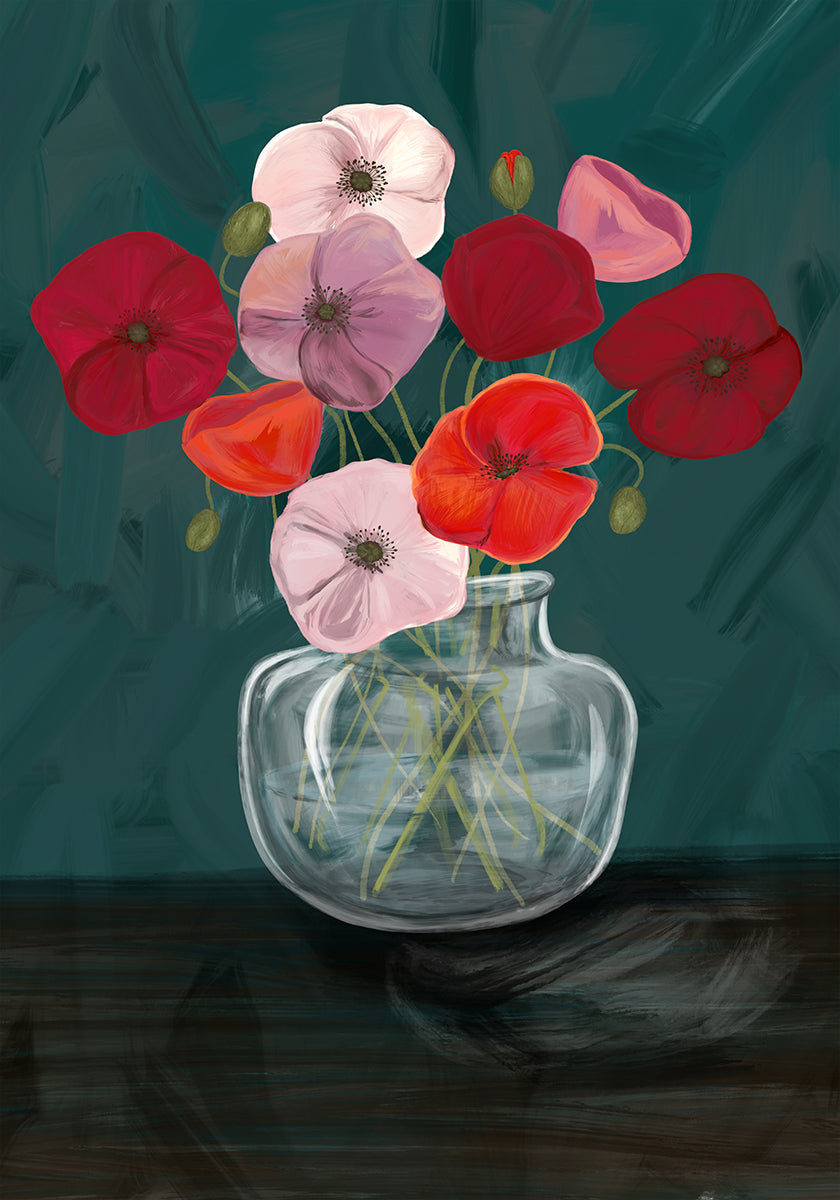 Vase avec des coquelicots