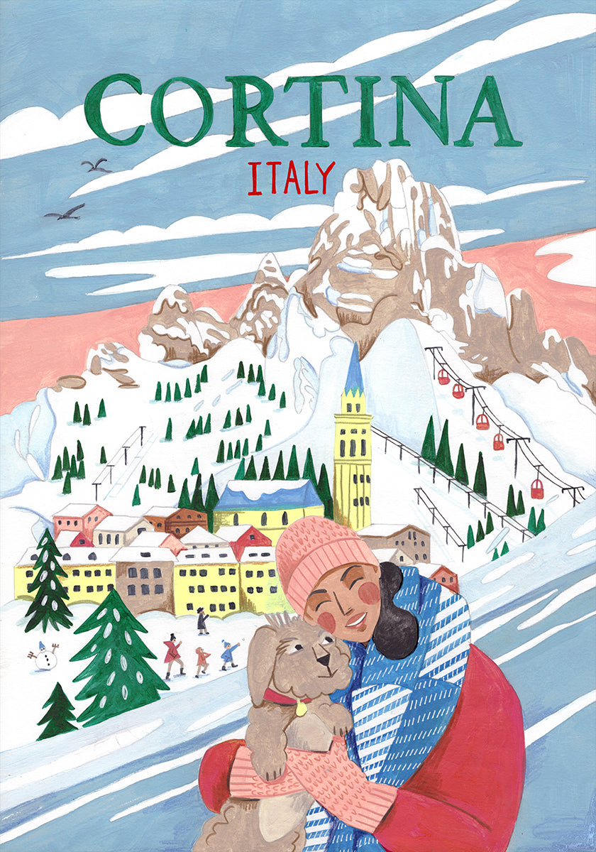 Affiche de voyage Femme à Cortina, Italie Poster