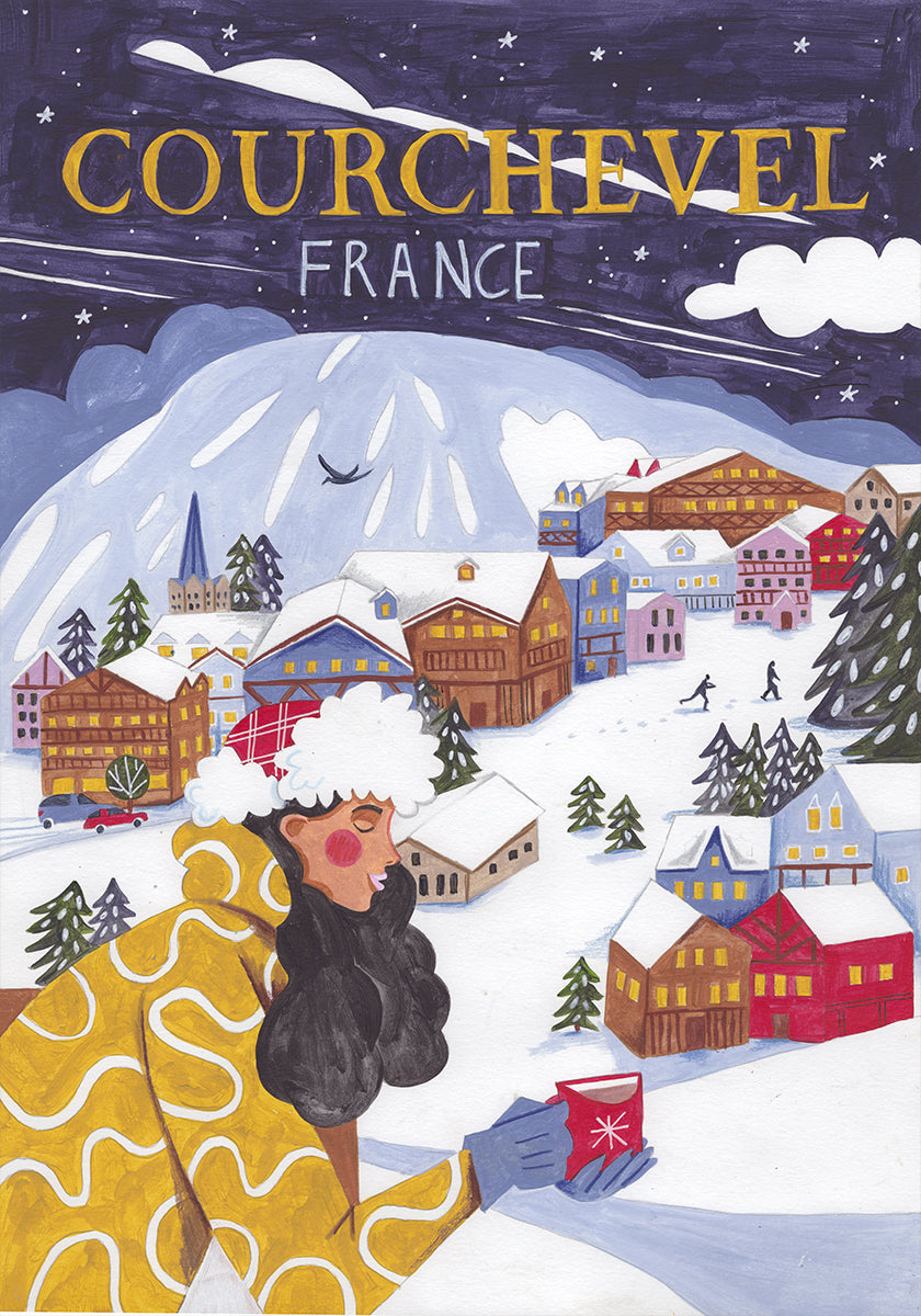 Poster Femme de voyage en France, Courchevel