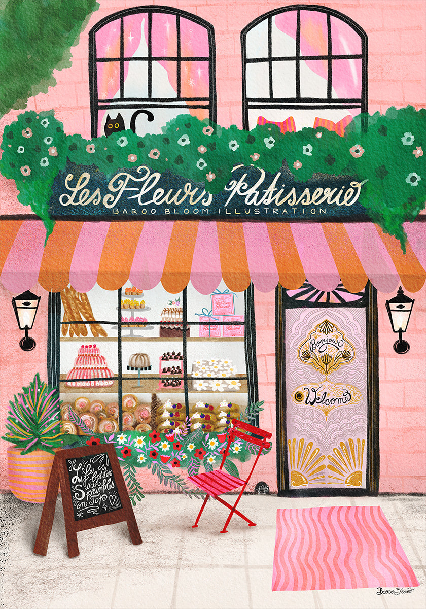 Affiche de devanture de magasin de pâtisserie
