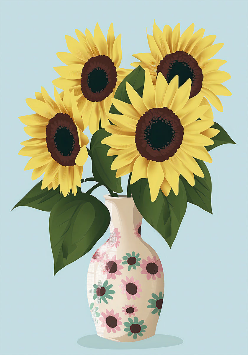 Vase de tournesols Poster