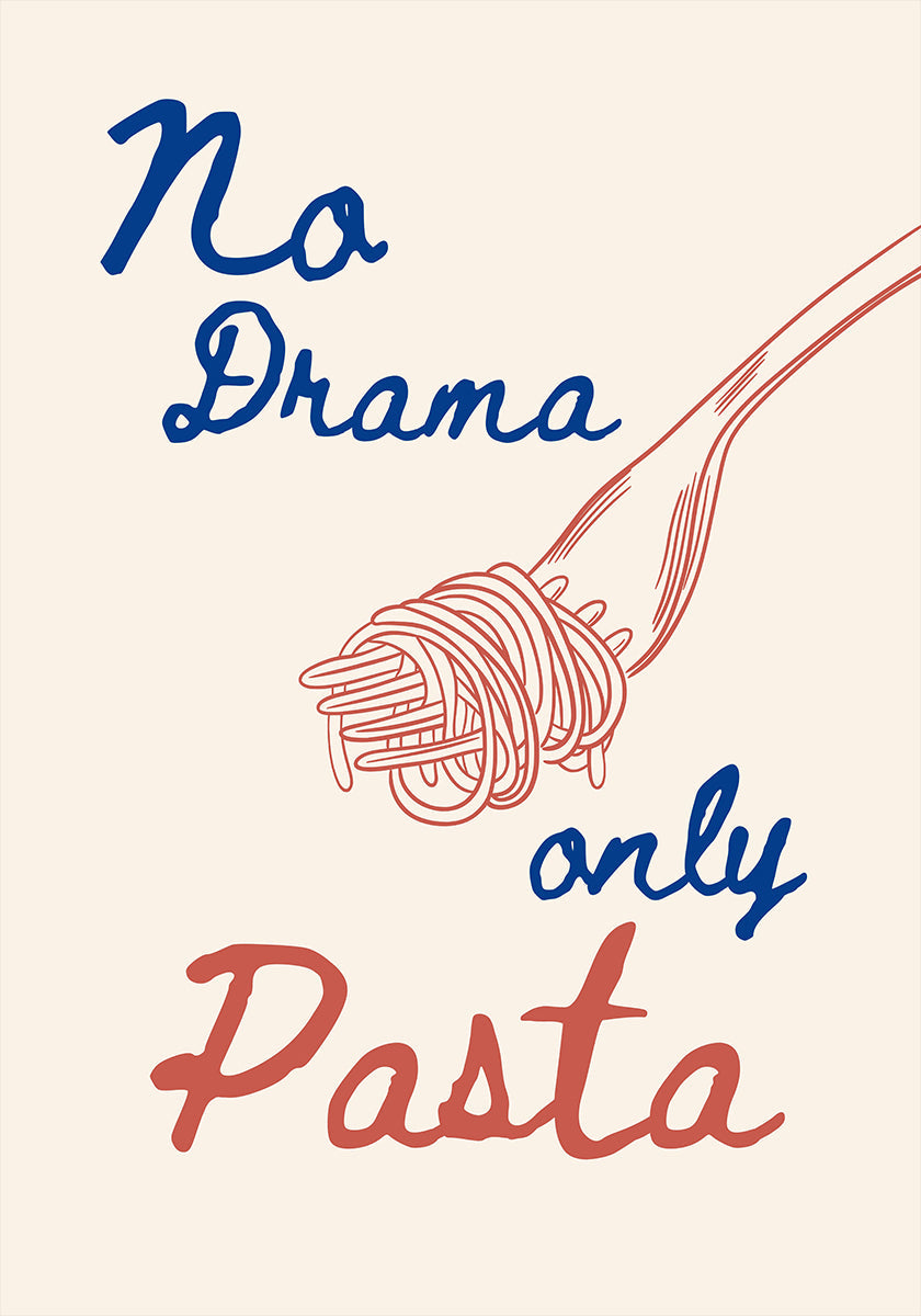 Pas de drame seulement des pâtes, Illustration + Texte