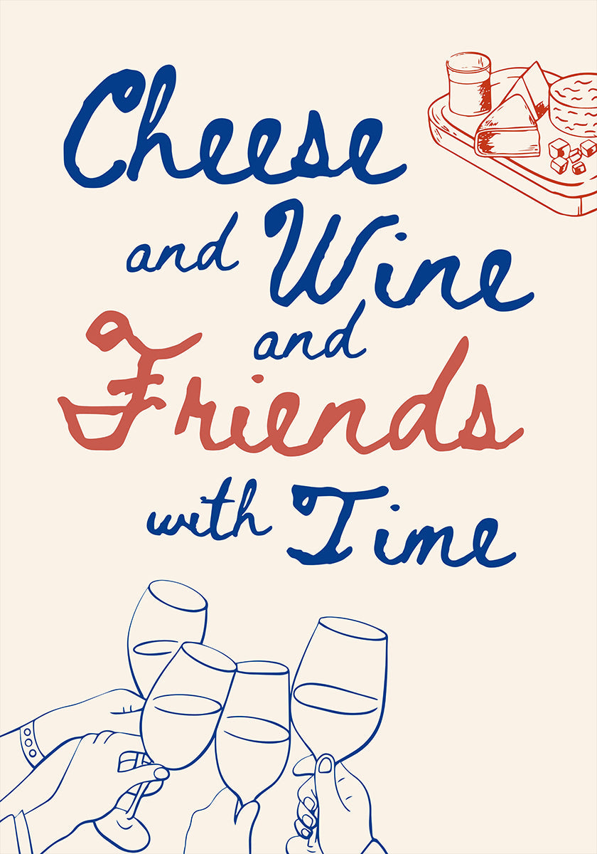 Fromage et vin..., Texte + Illustration Poster
