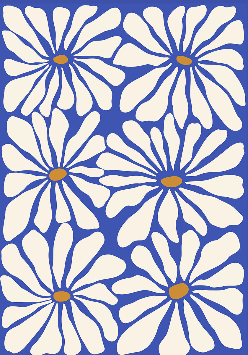 Bleu floral ensoleillé Poster