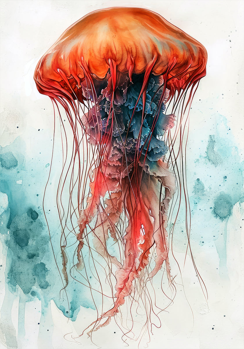 Art aquarelle animal Medusa Sea Life Poster