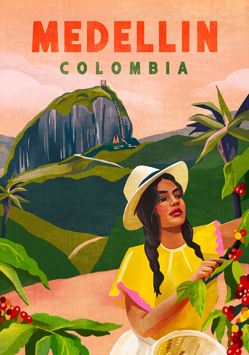 Medellin Colombie Affiche de voyage