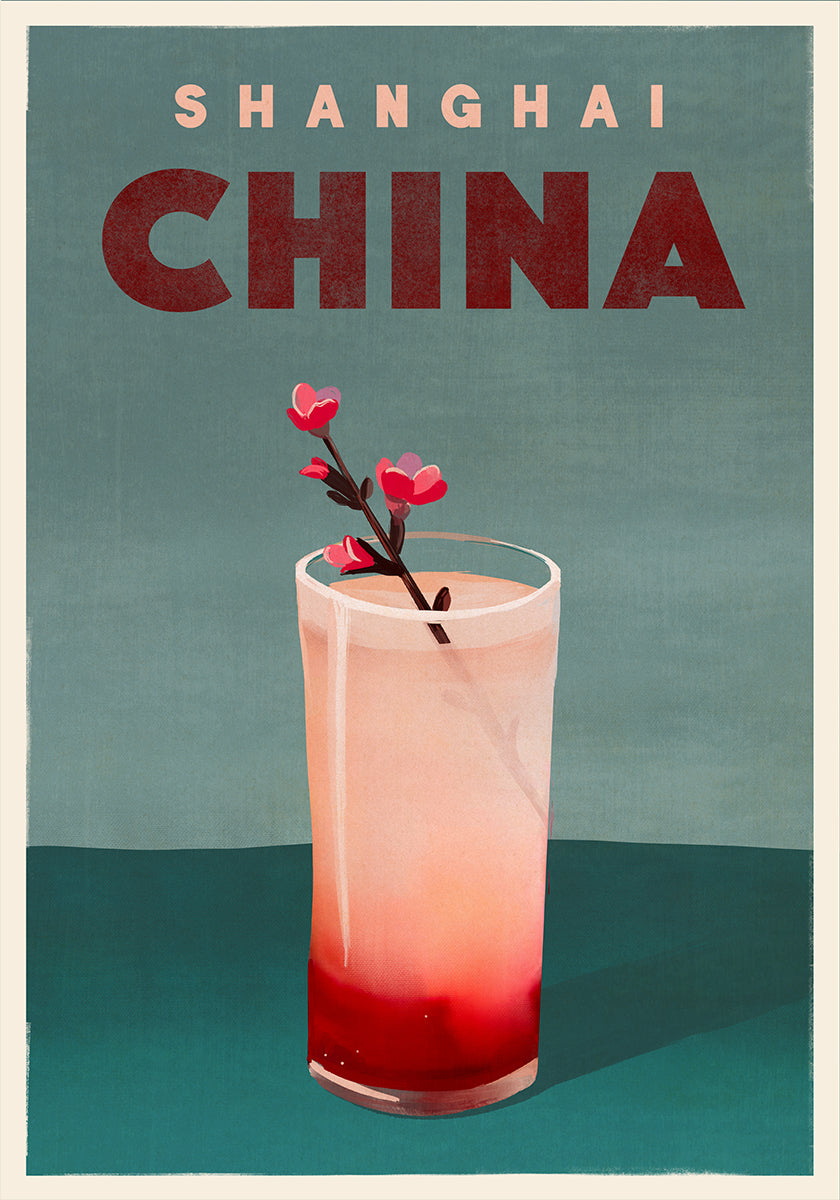 Cocktail de voyage Shanghai Chine Poster