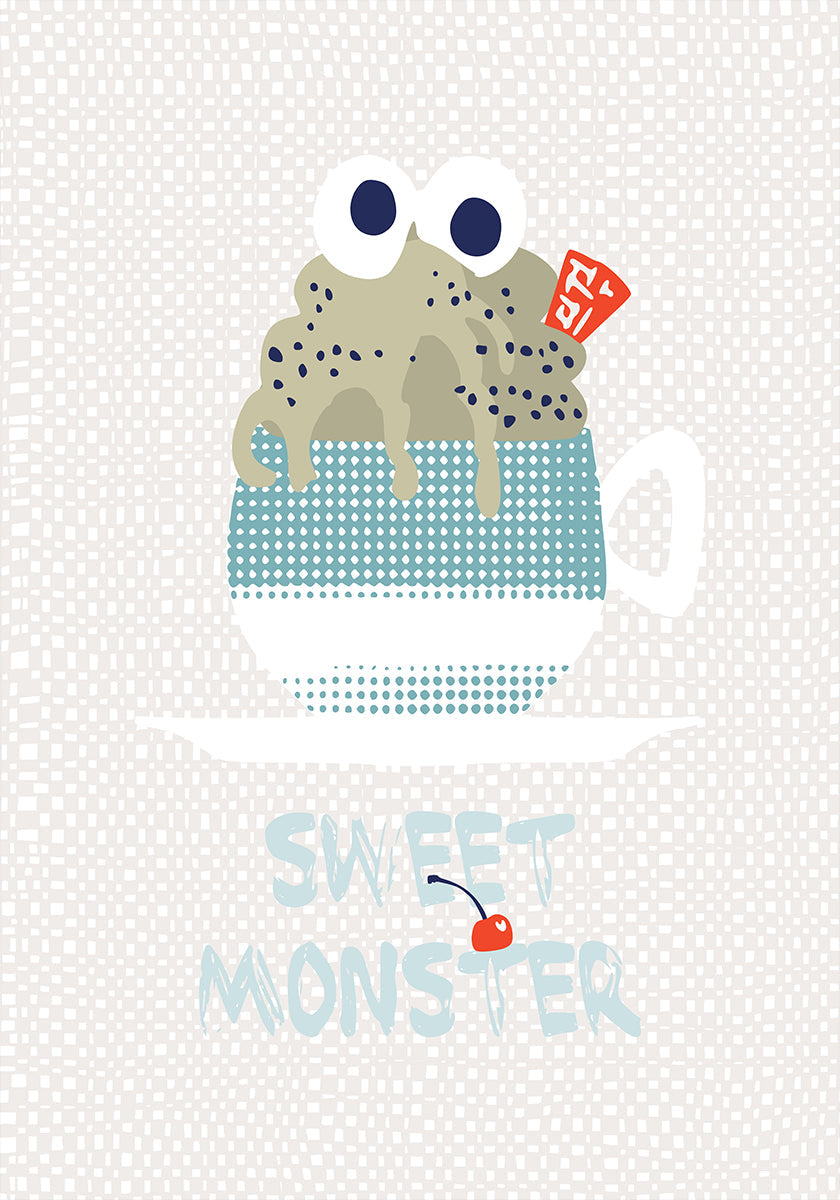 Cupcake monstre sucré à la menthe Poster