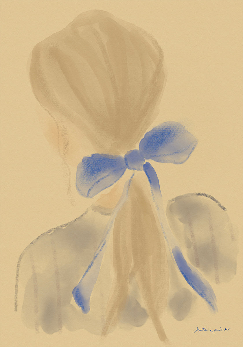 Fille avec un ruban de cheveux bleu