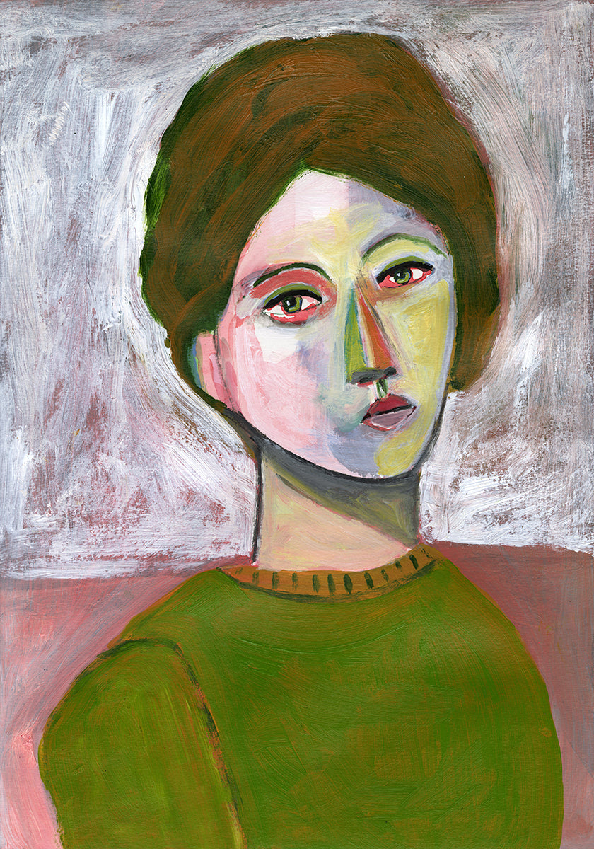 La femme au pull vert