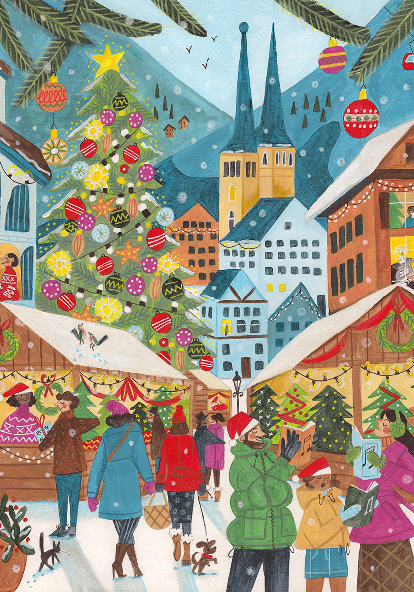 Marché de Noël dans le village Poster