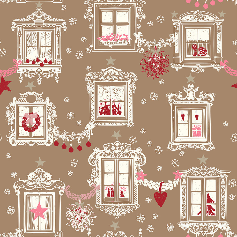 Black forest X-Mas Winter windows pattern Plakat